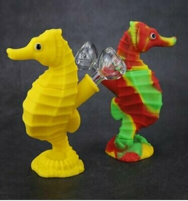 Silicone Seahorse Water Bubbler Weed Blunt Holder - Image 7