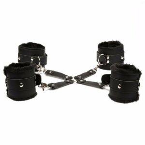 PU Leather Handcuffs + Ankle Wrist Cuffs - Hog Tie Bondage Restraints