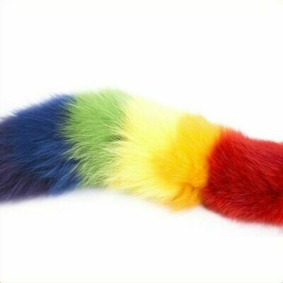 Metal Anal Butt Plug Rainbow Fox Tail - Image 5